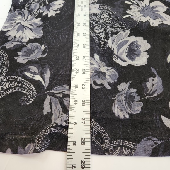 Coldwater Creek Womens Top Size 2X Black Semi Sheer Y2K Sequin Floral Whimsigoth - Picture 7 of 16